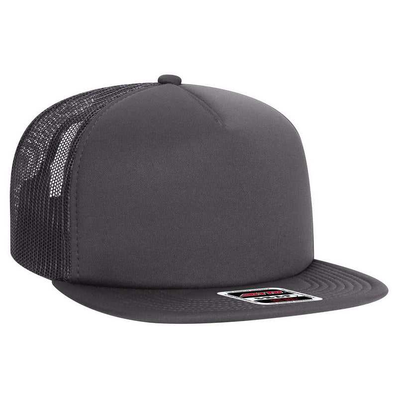 OTTO 164-1190 Snap 5 Panel Mid Profile Mesh Back Trucker Snapback Hat - Charcoal Gray - HIT a Double - 1