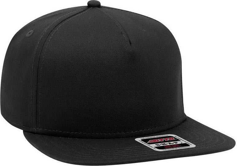 OTTO 167-1198 Snap 5 Panel Mid Profile Snapback Hat - Black - HIT a Double - 1