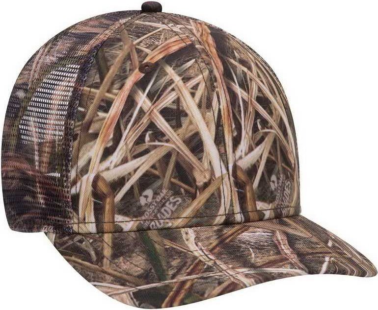OTTO 171-1292 Mossy Oak Camouflage Superior Polyester Twill 6 Panel Low Profile Mesh Back Baseball Cap - Shadow Grass Blades - HIT a Double - 1