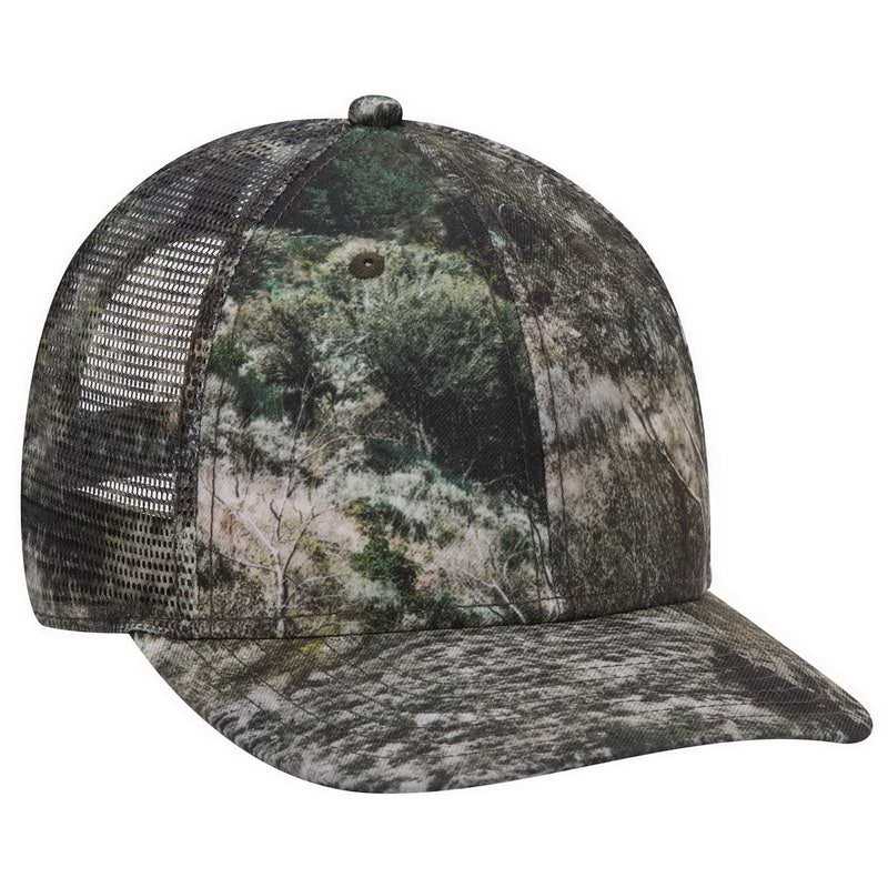 OTTO 171-1292 Mossy Oak Camouflage Superior Polyester Twill 6 Panel Low Profile Mesh Back Baseball Cap - Mountain Country Range - HIT a Double - 1