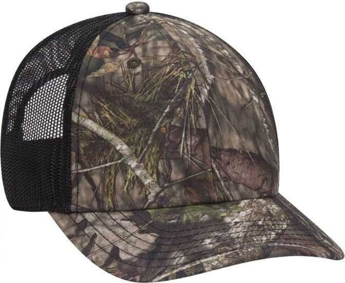 OTTO 171-1293 Mossy Oak Camouflage Superior Polyester Twill 6 Panel Low Profile Mesh Back Baseball Cap - Break Up Country Black - HIT a Double - 1
