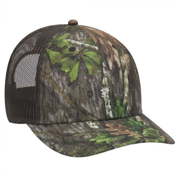 OTTO 171-1293 Mossy Oak Camouflage Superior Polyester Twill 6 Panel Low Profile Mesh Back Baseball Cap - Obsession Dark Olive Green - HIT a Double - 1