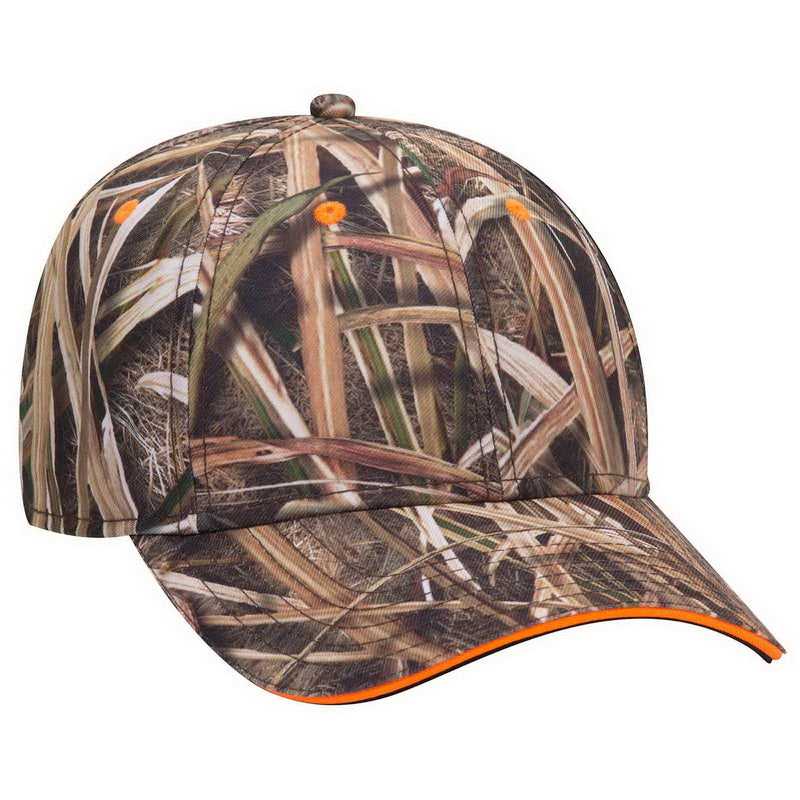 OTTO 171-1294 Mossy Oak Camouflage Superior Polyester Twill Sandwich Visor 6 Panel Low Profile Baseball Cap - Shadow Grass Blades - HIT a Double - 1