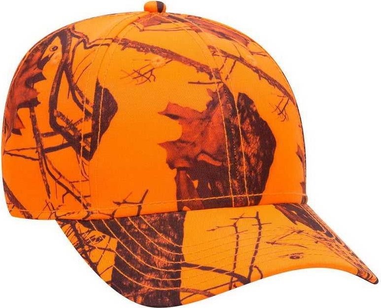 OTTO 171-1295 Mossy Oak Camouflage Superior Polyester Twill 6 Panel Low Profile Baseball Cap - Blaze - HIT a Double - 1