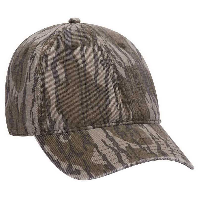 OTTO 171-1296 Mossy Oak Camouflage Garment Washed Superior Cotton Twill 6 Panel Low Profile Baseball Cap - Bottomland - HIT a Double - 1