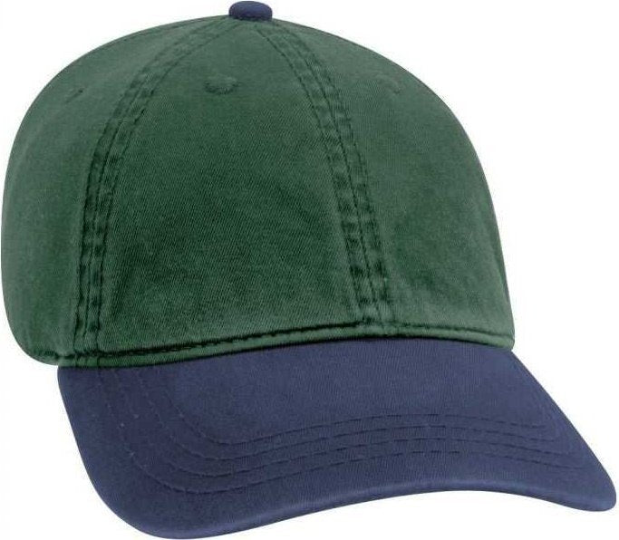 OTTO 18-098 Garment Washed Cotton Twill Low Profile Pro Style Seamed Front Panel Cap - Navy Dark Green - HIT a Double - 1