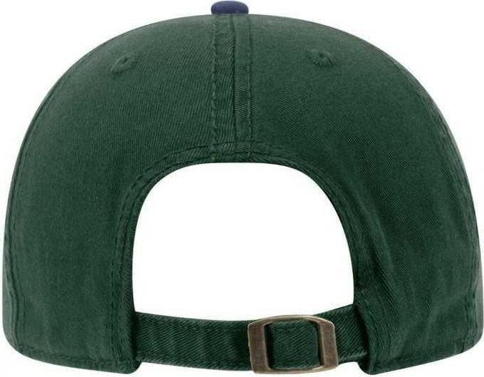 OTTO 18-098 Garment Washed Cotton Twill Low Profile Pro Style Seamed Front Panel Cap - Navy Dark Green - HIT a Double - 2