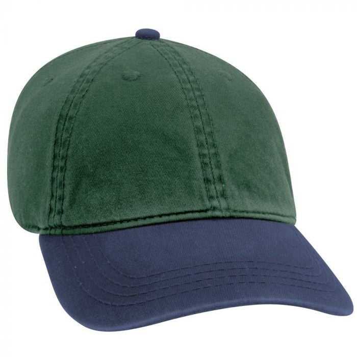 OTTO 18-098 Garment Washed Cotton Twill Low Profile Pro Style Seamed Front Panel Cap - Navy Dark Green - HIT a Double - 1