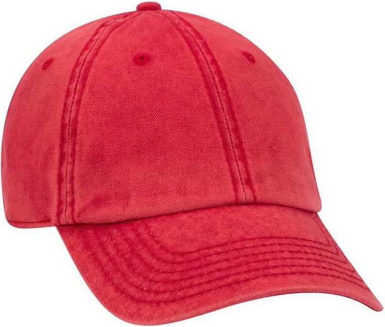 OTTO 18-1248 6 Panel Low Pro Snow Washed Superior Cotton Twill Cap - Red - HIT a Double - 1