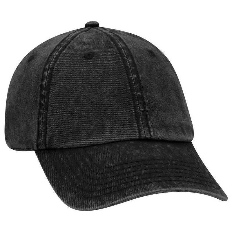 OTTO 18-1248 6 Panel Low Pro Snow Washed Superior Cotton Twill Cap - Black - HIT a Double - 1