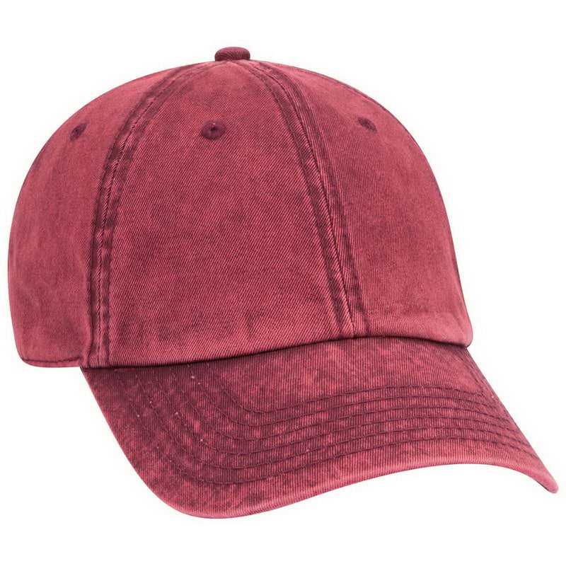 OTTO 18-1248 6 Panel Low Pro Snow Washed Superior Cotton Twill Cap - Maroon - HIT a Double - 1