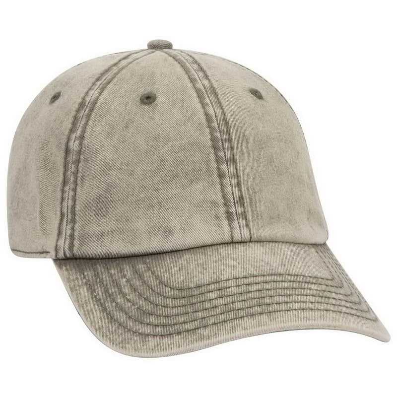 OTTO 18-1248 6 Panel Low Pro Snow Washed Superior Cotton Twill Cap - Olive Green - HIT a Double - 1