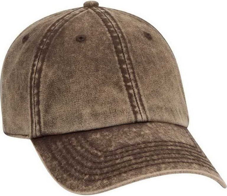 OTTO 18-1248 6 Panel Low Pro Snow Washed Superior Cotton Twill Cap - Dark Brown - HIT a Double - 1