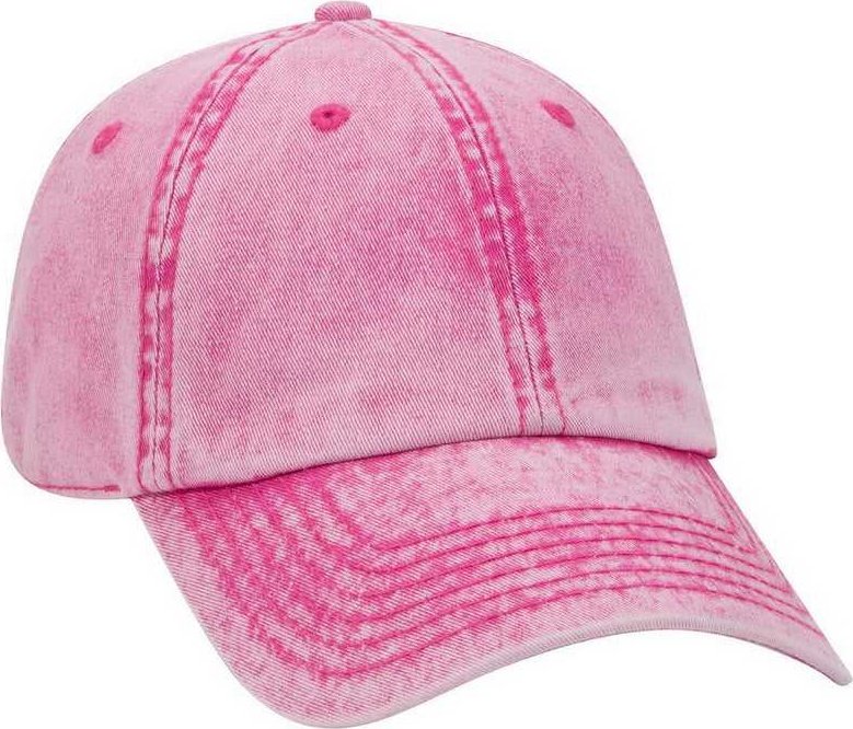 OTTO 18-1248 6 Panel Low Pro Snow Washed Superior Cotton Twill Cap - Hot Pink - HIT a Double - 1