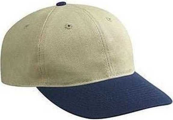 OTTO 18-179 Washed Bull Denim Low Profile Pro Style Cap with 6 Embroidered Eyelets - Navy Khaki - HIT a Double - 1