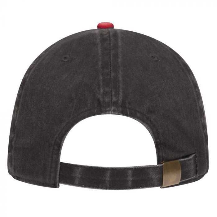 OTTO 18-202 Washed Pigment Dyed Cotton Twill Low Profile Pro Style Unstructured Soft Crown Cap - Red Black - HIT a Double - 2