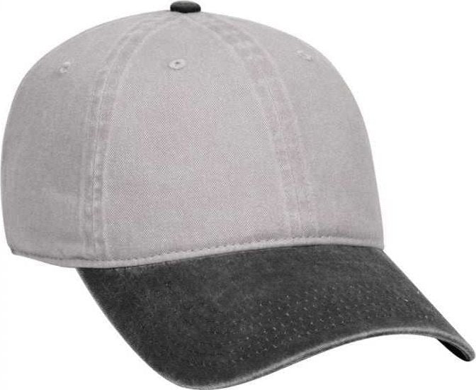 OTTO 18-202 Washed Pigment Dyed Cotton Twill Low Profile Pro Style Unstructured Soft Crown Cap - Black Gray - HIT a Double - 1