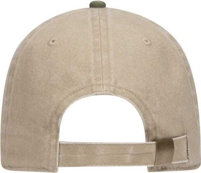OTTO 18-202 Washed Pigment Dyed Cotton Twill Low Profile Pro Style Unstructured Soft Crown Cap - Olive Green Khaki - HIT a Double - 1