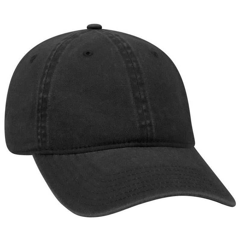 OTTO 18-202 Washed Pigment Dyed Cotton Twill Low Profile Pro Style Unstructured Soft Crown Cap - Black - HIT a Double - 1