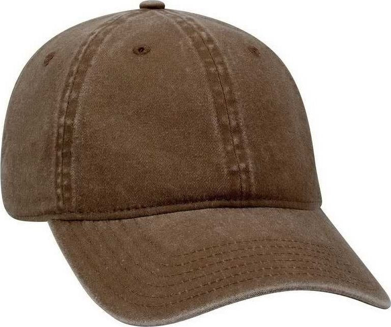 OTTO 18-202 Washed Pigment Dyed Cotton Twill Low Profile Pro Style Unstructured Soft Crown Cap - Brown - HIT a Double - 1