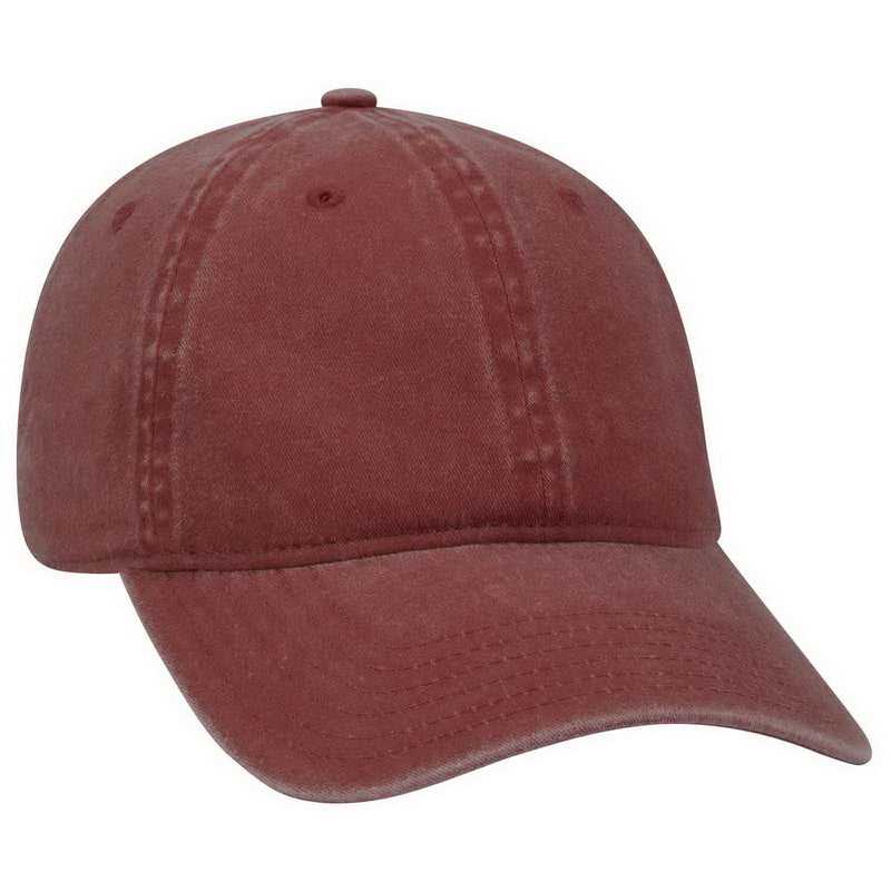 OTTO 18-202 Washed Pigment Dyed Cotton Twill Low Profile Pro Style Unstructured Soft Crown Cap - Maroon - HIT a Double - 1