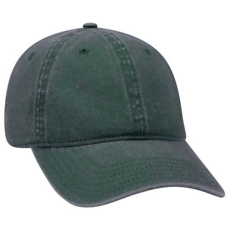 OTTO 18-202 Washed Pigment Dyed Cotton Twill Low Profile Pro Style Unstructured Soft Crown Cap - Dark Green - HIT a Double - 1
