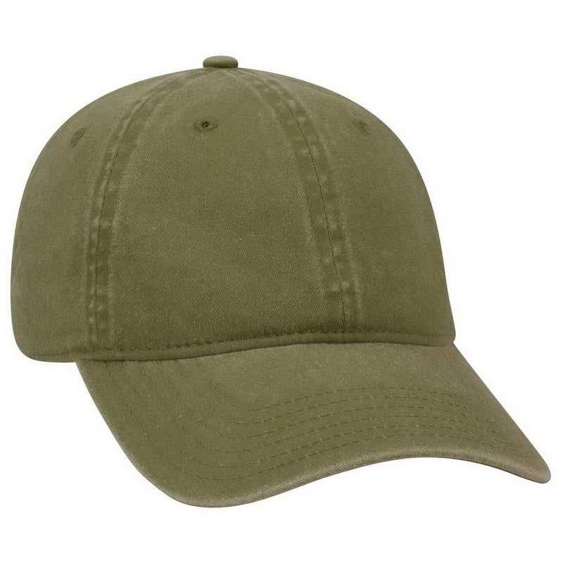 OTTO 18-202 Washed Pigment Dyed Cotton Twill Low Profile Pro Style Unstructured Soft Crown Cap - Olive Green - HIT a Double - 1
