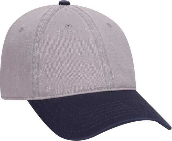 OTTO 18-772 Superior Garment Washed Cotton Twill Low Profile Pro Style Cap - Navy Gray - HIT a Double - 1