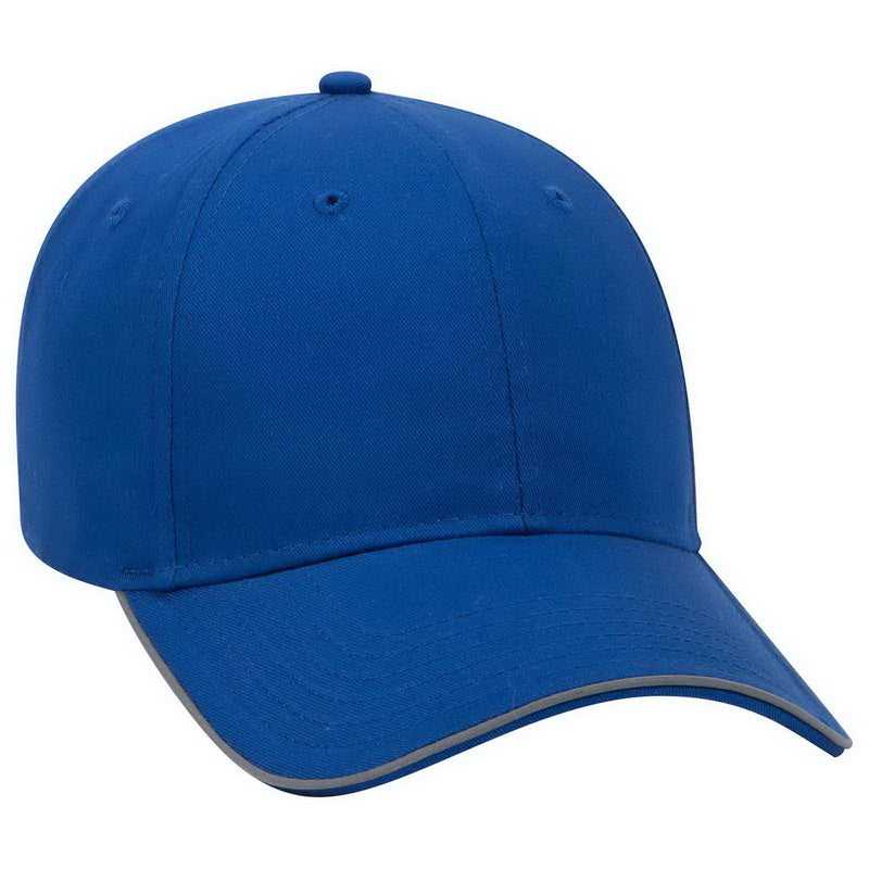 OTTO 19-1261 6 Panel Low Profil Reflective Piping Design Cotton Twill Cap - Royal - HIT a Double - 1
