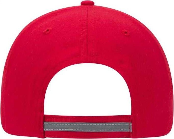 OTTO 19-1261 6 Panel Low Profil Reflective Piping Design Cotton Twill Cap - Red - HIT a Double - 2