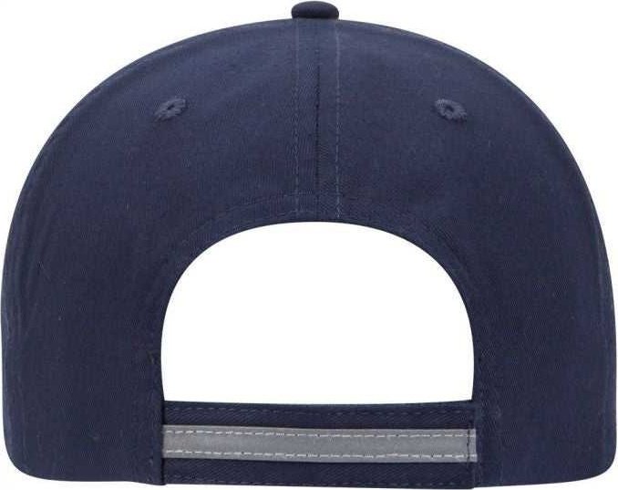 OTTO 19-1261 6 Panel Low Profil Reflective Piping Design Cotton Twill Cap - Navy - HIT a Double - 2