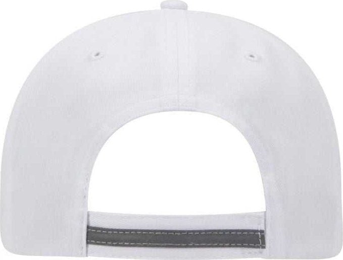 OTTO 19-1261 6 Panel Low Profil Reflective Piping Design Cotton Twill Cap - White - HIT a Double - 2