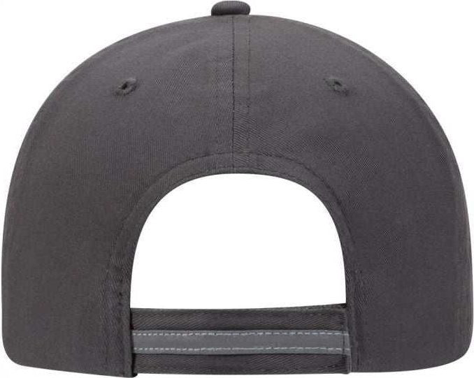 OTTO 19-1261 6 Panel Low Profil Reflective Piping Design Cotton Twill Cap - Charcoal - HIT a Double - 2