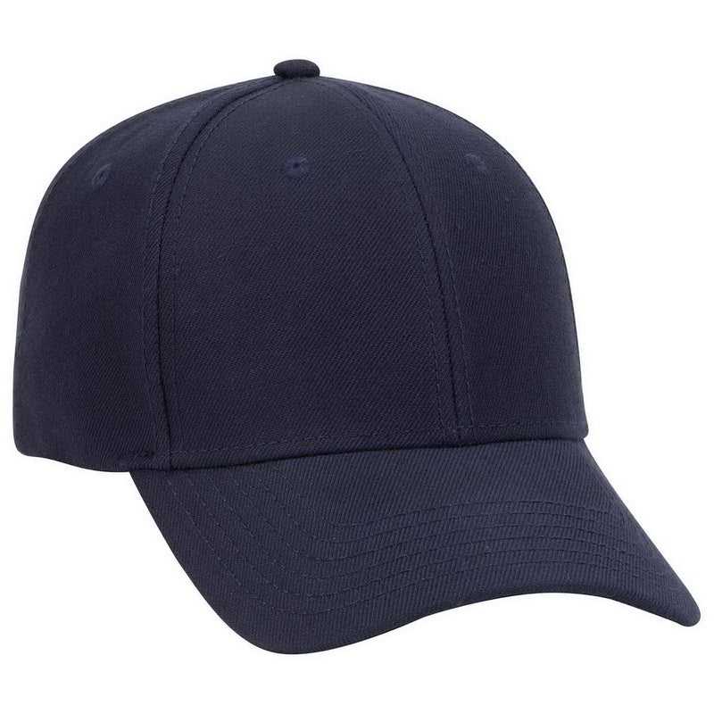 OTTO 19-208 Wool Blend Low Profile Pro Style Seamed Front Panel with Full Buckram Cap - Navy - HIT a Double - 1