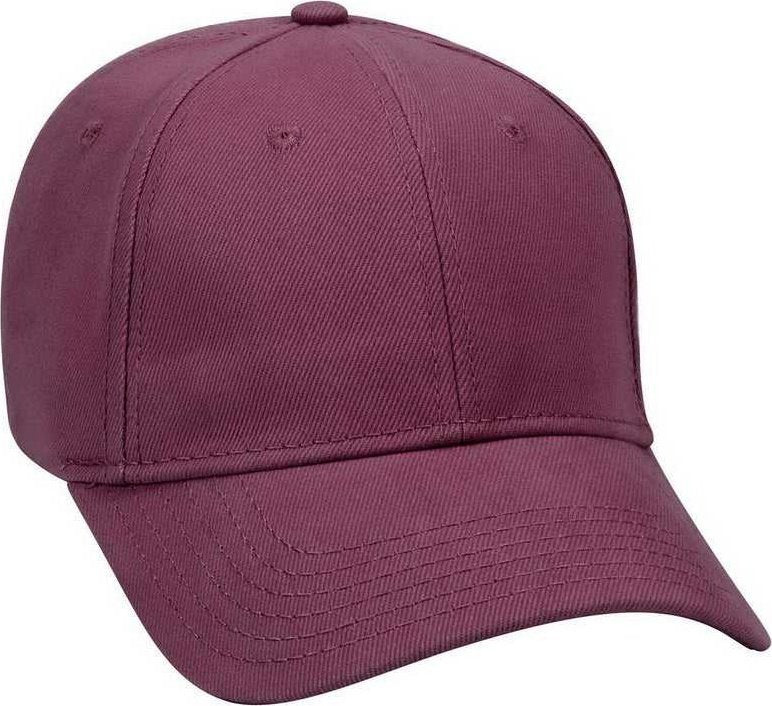 OTTO 19-251 Brushed Bull Denim Seamed Front Panel Low Profile Pro Style Cap - Maroon - HIT a Double - 1