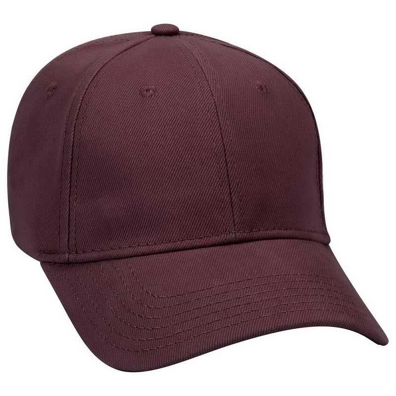OTTO 19-251 Brushed Bull Denim Seamed Front Panel Low Profile Pro Style Cap - Burgandy Maroon - HIT a Double - 1