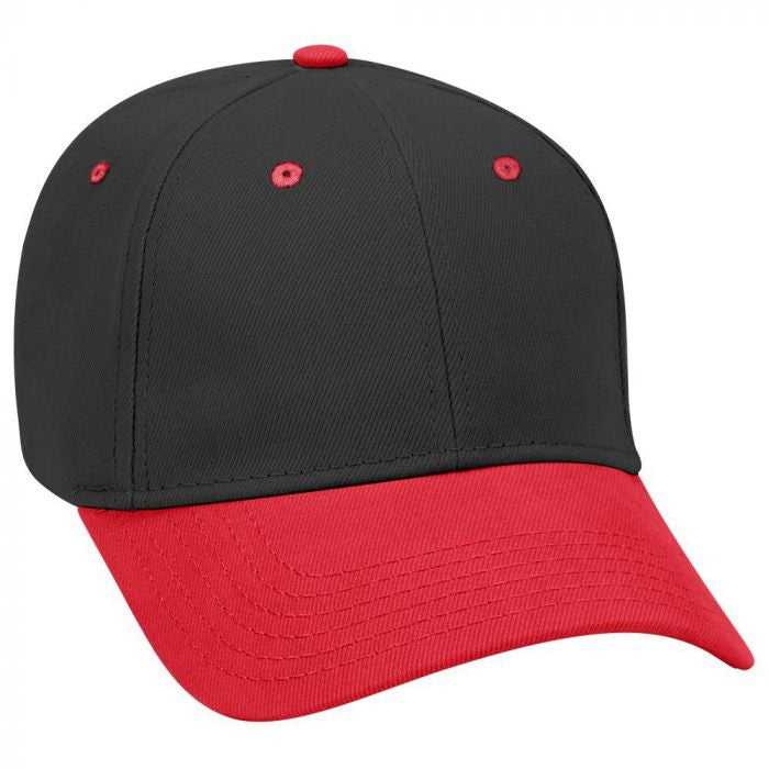 OTTO 19-251 Brushed Bull Denim Seamed Front Panel Low Profile Pro Style Cap - Red Black - HIT a Double - 1