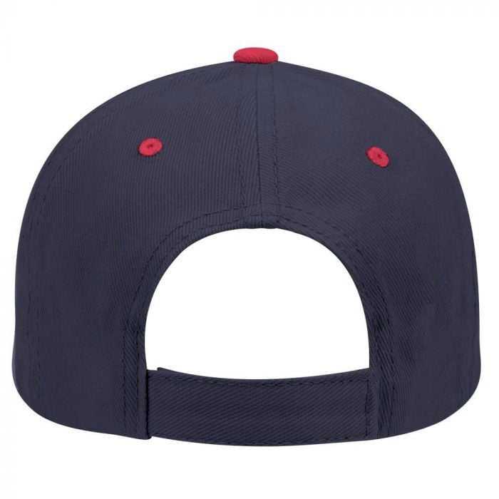 OTTO 19-251 Brushed Bull Denim Seamed Front Panel Low Profile Pro Style Cap - Red Navy - HIT a Double - 2