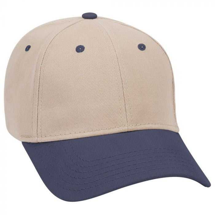 OTTO 19-251 Brushed Bull Denim Seamed Front Panel Low Profile Pro Style Cap - Navy Khaki - HIT a Double - 1