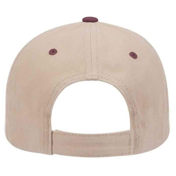 OTTO 19-251 Brushed Bull Denim Seamed Front Panel Low Profile Pro Style Cap - Maroon Khaki - HIT a Double - 1