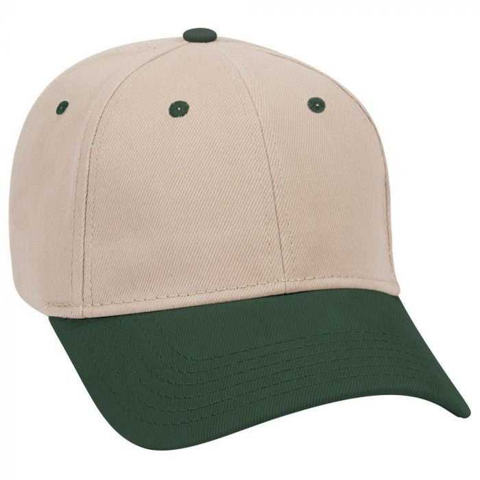 OTTO 19-251 Brushed Bull Denim Seamed Front Panel Low Profile Pro Style Cap - Dark Green Khaki - HIT a Double - 1