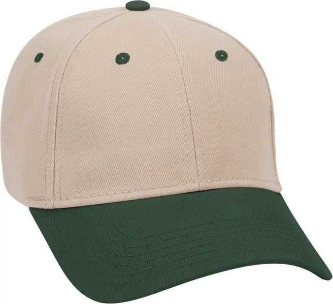 OTTO 19-251 Brushed Bull Denim Seamed Front Panel Low Profile Pro Style Cap - Dark Green Khaki - HIT a Double - 1