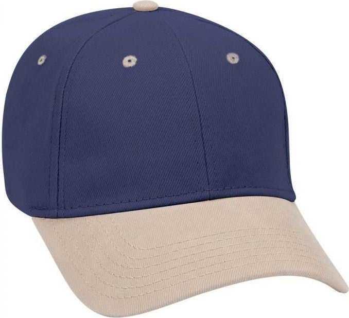 OTTO 19-251 Brushed Bull Denim Seamed Front Panel Low Profile Pro Style Cap - Khaki Navy - HIT a Double - 1