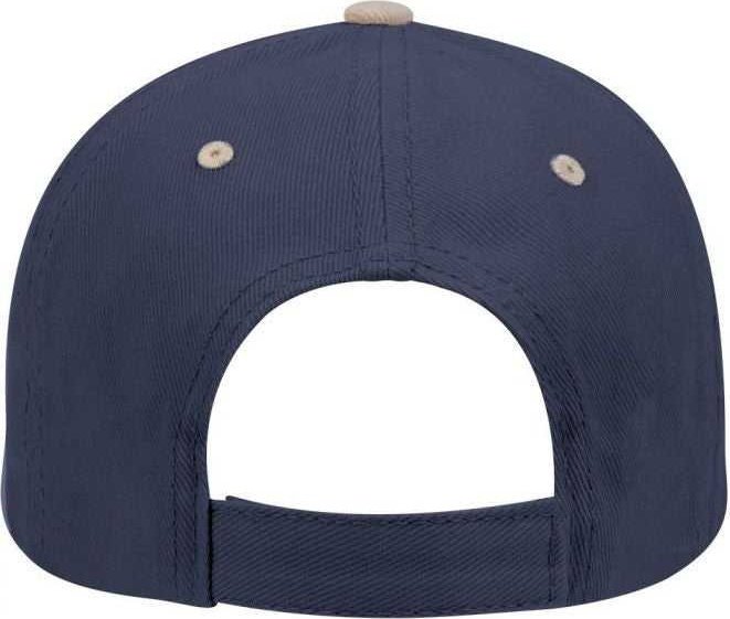 OTTO 19-251 Brushed Bull Denim Seamed Front Panel Low Profile Pro Style Cap - Khaki Navy - HIT a Double - 2