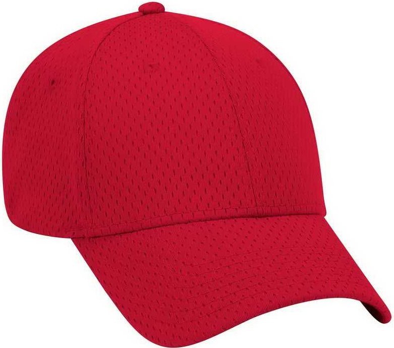 OTTO 19-366 Polyester Pro Mesh Gray Undervisor Low Profile Pro Style Structured Firm Front Panel Cap - Red - HIT a Double - 1