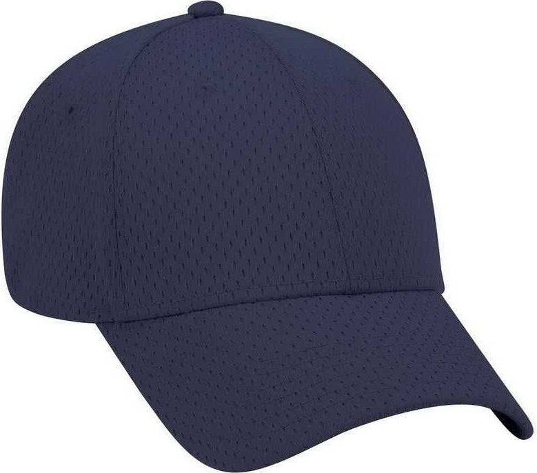 OTTO 19-366 Polyester Pro Mesh Gray Undervisor Low Profile Pro Style Structured Firm Front Panel Cap - Navy - HIT a Double - 1