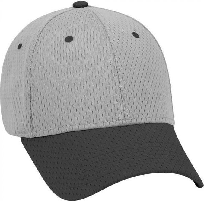 OTTO 19-366 Polyester Pro Mesh Gray Undervisor Low Profile Pro Style Structured Firm Front Panel Cap - Black Gray - HIT a Double - 1