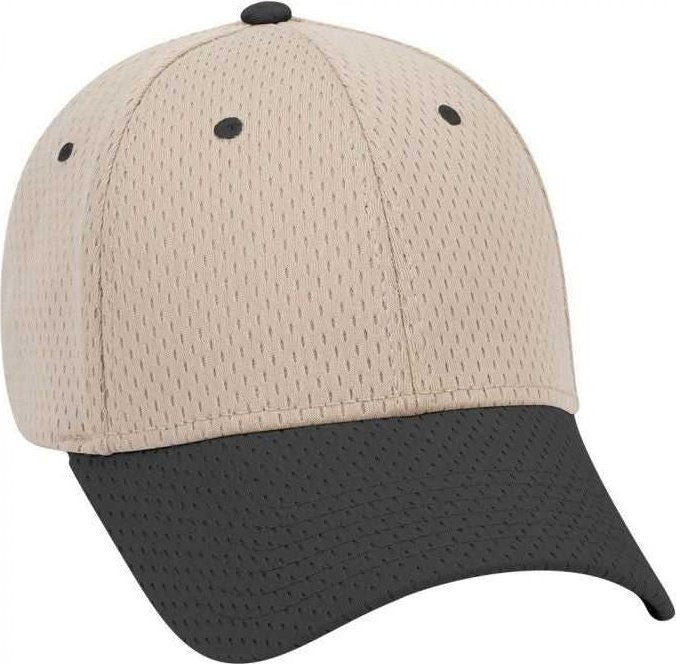 OTTO 19-366 Polyester Pro Mesh Gray Undervisor Low Profile Pro Style Structured Firm Front Panel Cap - Black Khaki - HIT a Double - 1