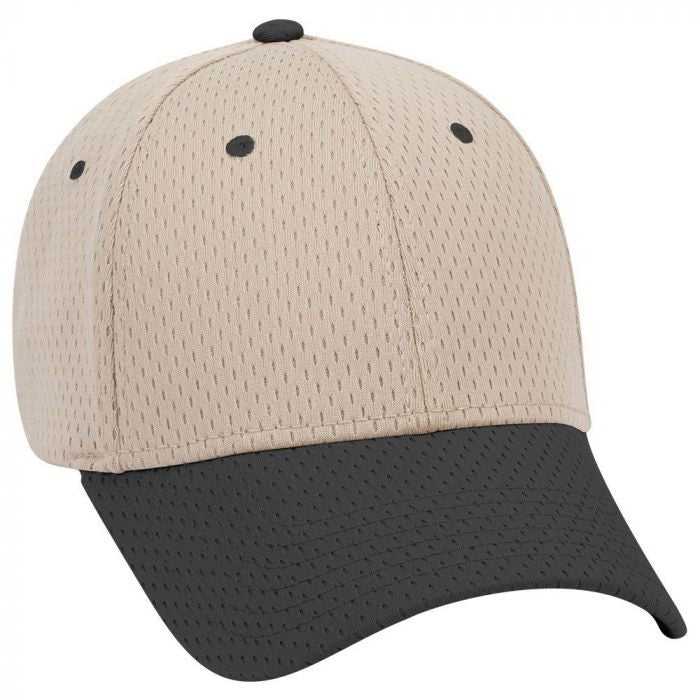 OTTO 19-366 Polyester Pro Mesh Gray Undervisor Low Profile Pro Style Structured Firm Front Panel Cap - Black Khaki - HIT a Double - 1