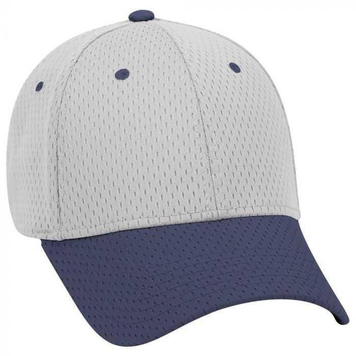 OTTO 19-366 Polyester Pro Mesh Gray Undervisor Low Profile Pro Style Structured Firm Front Panel Cap - Navy Gray - HIT a Double - 1